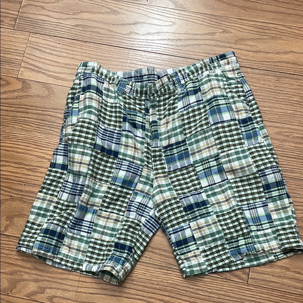 IZOD Men's Plaid Patchwork Shorts - Blue & Green